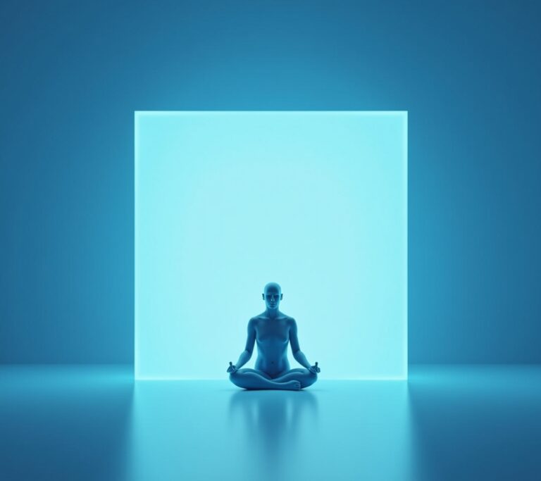 Person sitting cross-legged doing box breathing in a calm room