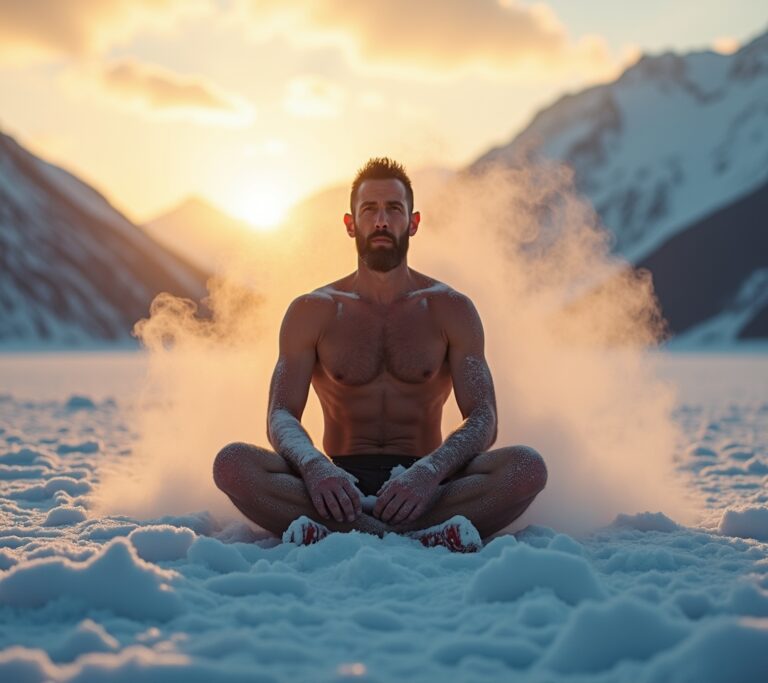 Person doing intense breathwork sitting on the floor