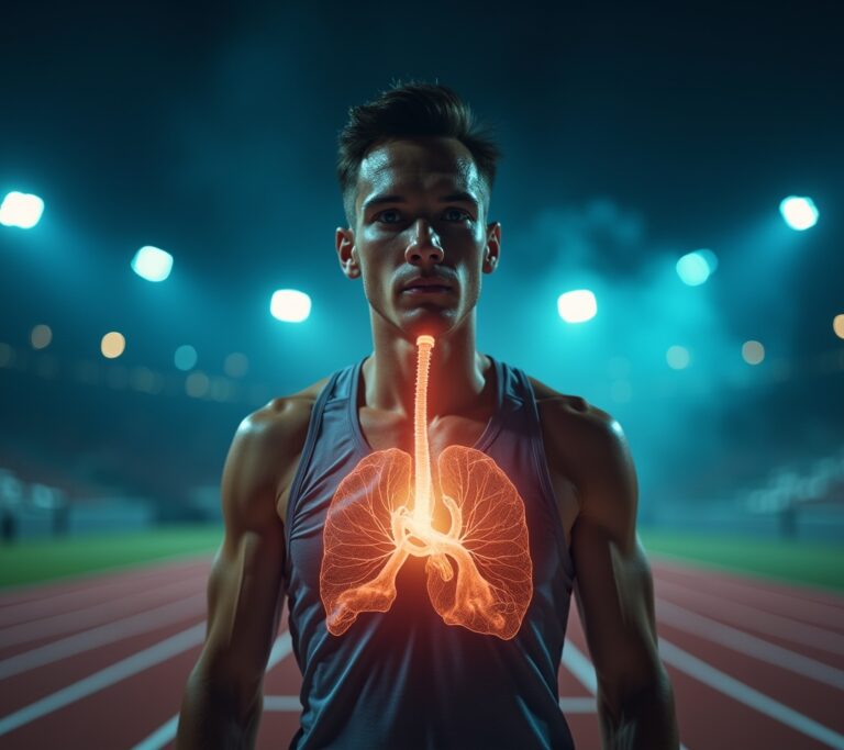 Athlete reacting to a starting gun on a track