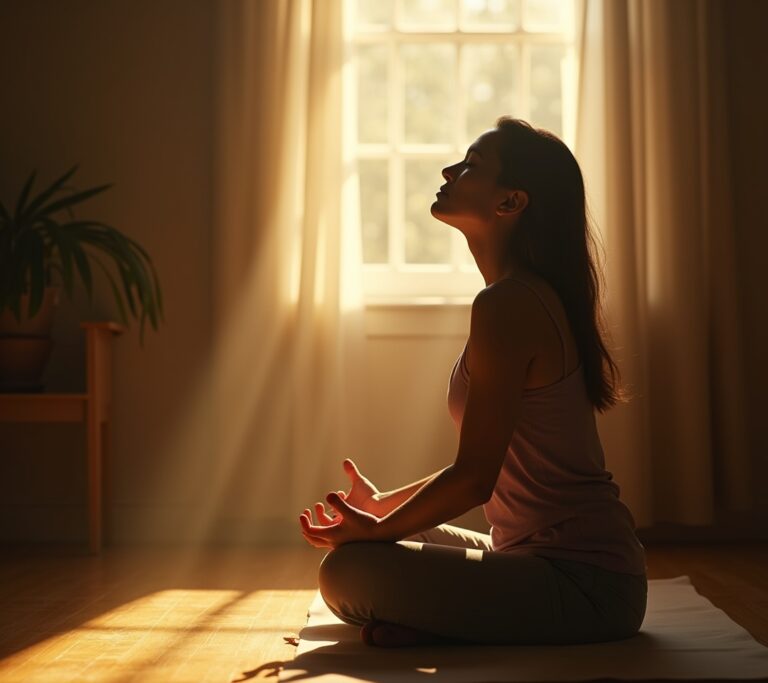 Person using breathing to manage discomfort during exercise