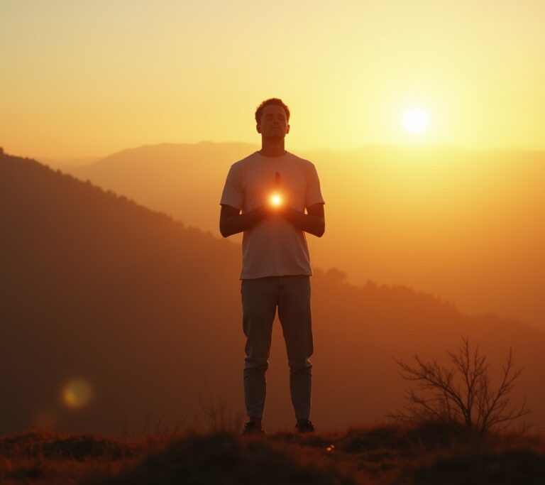 Person doing breathwork on a Monday morning before work