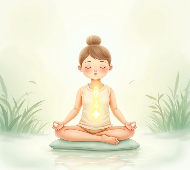 Meditator with relaxed face and natural breathing