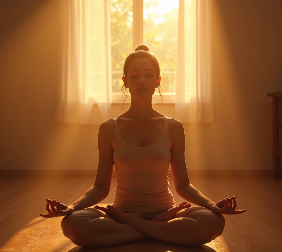Stressed person transitioning to calm through breathing