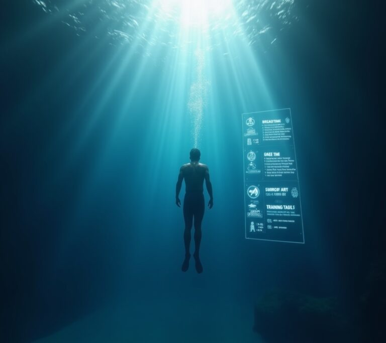Freediver relaxing on the surface between breath holds