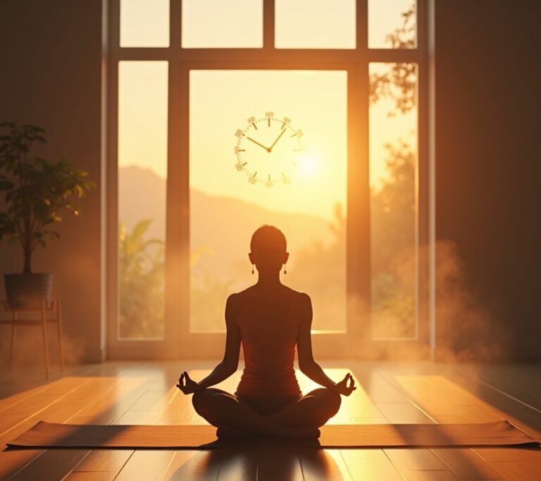 Person checking a timer during breathwork