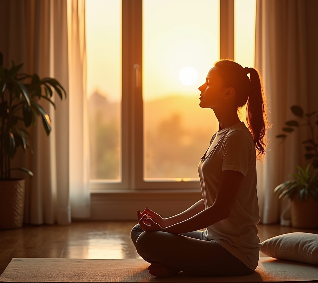 Sun-drenched morning scene with a person breathing
